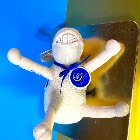 SERTA COUNTING SHEEP 1/2 PLUSH 2000 NWT PLASTIC EYES & NECK TAG WEARING BRACES - Picture 3 of 10